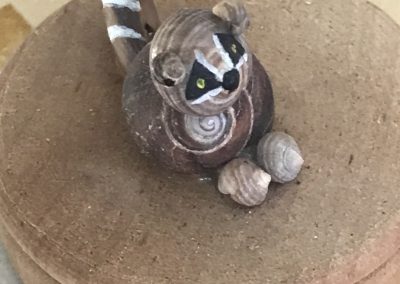 2023-11-28 Bayside Beach Art, photographed by Cookie Santerre. “I love the summer in Bayside, ME.” #beachart #snails #raccoon #baysidemaine