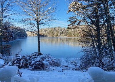 2023-12-08 Ice Skating Rink in Progress, photographed at the Little River reservoir by Sid Block. “When the ice gets a little thicker, the skaters appear in numbers.” #iceskating #theicethickens #winterfun #littleriver #northportmaine #baysidemaine