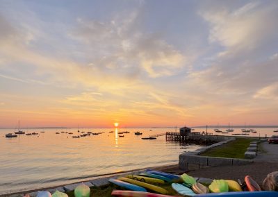 2023-12-15 Begin Again, photographed near the Ruggles Park beach in Bayside, ME by Judy Berk. #sunrise #serenity #anotherdaybegins #kayaks #thewharf #penobscotbay #baysidemaine