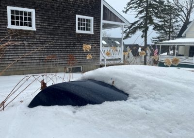 2025-03-10 Whale Watch, photographed by Paul Hamlin next to his Bayside, ME cottage. “My dinghy reminded me of a whale emerging out of the sea today. Summer can't be too far off.” #whalewatch #whale #dinghy #snowmelt #cottagelife #auditoriumpark #baysidemaine