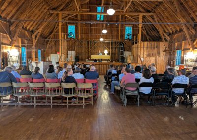 2025-07-19 Poetic, photographed at the Bayside, ME Community Hall on July 18 by Sharon McCullough. “Bayside Arts’ (www.baysidearts.org) summer series continued on Friday night. Sixty Baysiders and other poetry lovers gathered in the Community Hall for a wonderful presentation by Steven Rea, who shared poems from his new book, Neither Can I.”” #poetry #poet #poetryreading #baysidearts #communityhall #baysidemaine