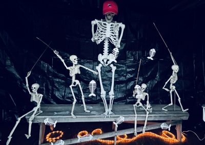 2025-11-01 Skeleton Crew, photographed by Jim Facey. “In what has become a tradition, the Northport Yacht Club opened its doors to welcome trick-or-treaters from Northport and beyond. This year, about 120 enjoyed the theme ‘Fishing on the Dock,’ created by Jackie Facey. Trick-or- treating in Bayside has become a growing entity in the village under the guidance of Celine Bewsher and the infallible support of the Bayside community. Many thanks to all who participated.” #skeletoncrew #skeleton #fishing #fishbones #halloween @nyc_bayside #community #communityservice #baysidemaine
